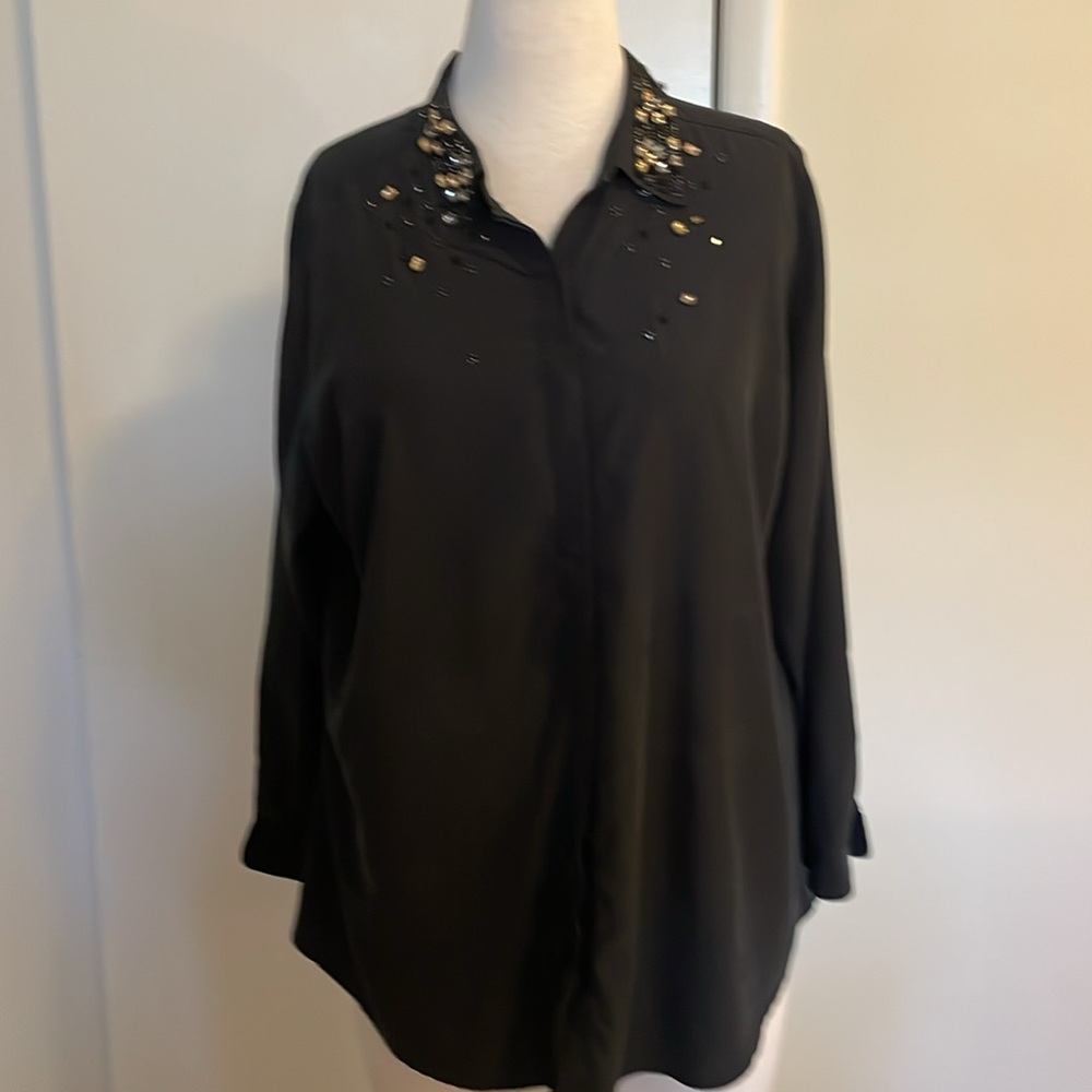 Lane Bryant- Black Embellished blouse. Size- 22/24. EUC.